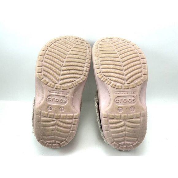 Crocs Classic Kids Pink Fleece Lined Clogs Girls 10/11 5 Jibbitz Disney Star War - Picture 9 of 12